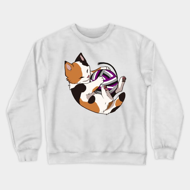 Asexual Pride Calico Cat Crewneck Sweatshirt by saltuurn